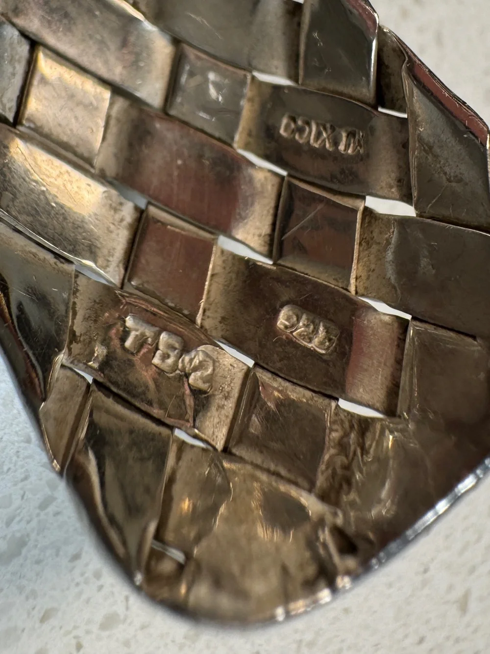 Vintage Taxco Mexico Basket Weave Woven 925 Sterling Silver Cuff Bracelet T B-2